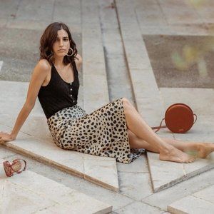 RÉALISATION Naomi Silk Slip Skirt Wild Things Leopard